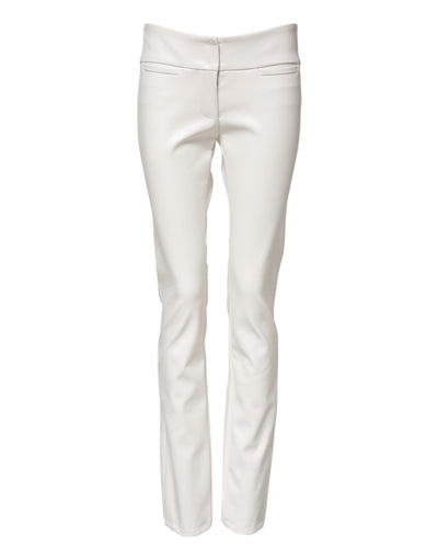 Pantalon fuselé taille haute en polyuréthane blanc Dolce &amp; Gabbana