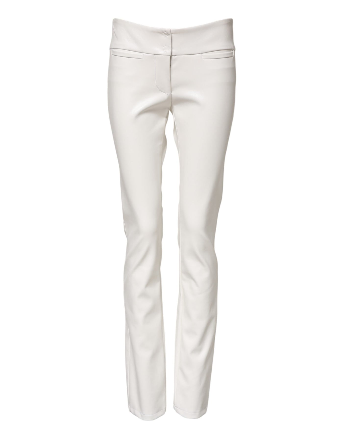 Pantalon fuselé taille haute en polyuréthane blanc Dolce &amp; Gabbana