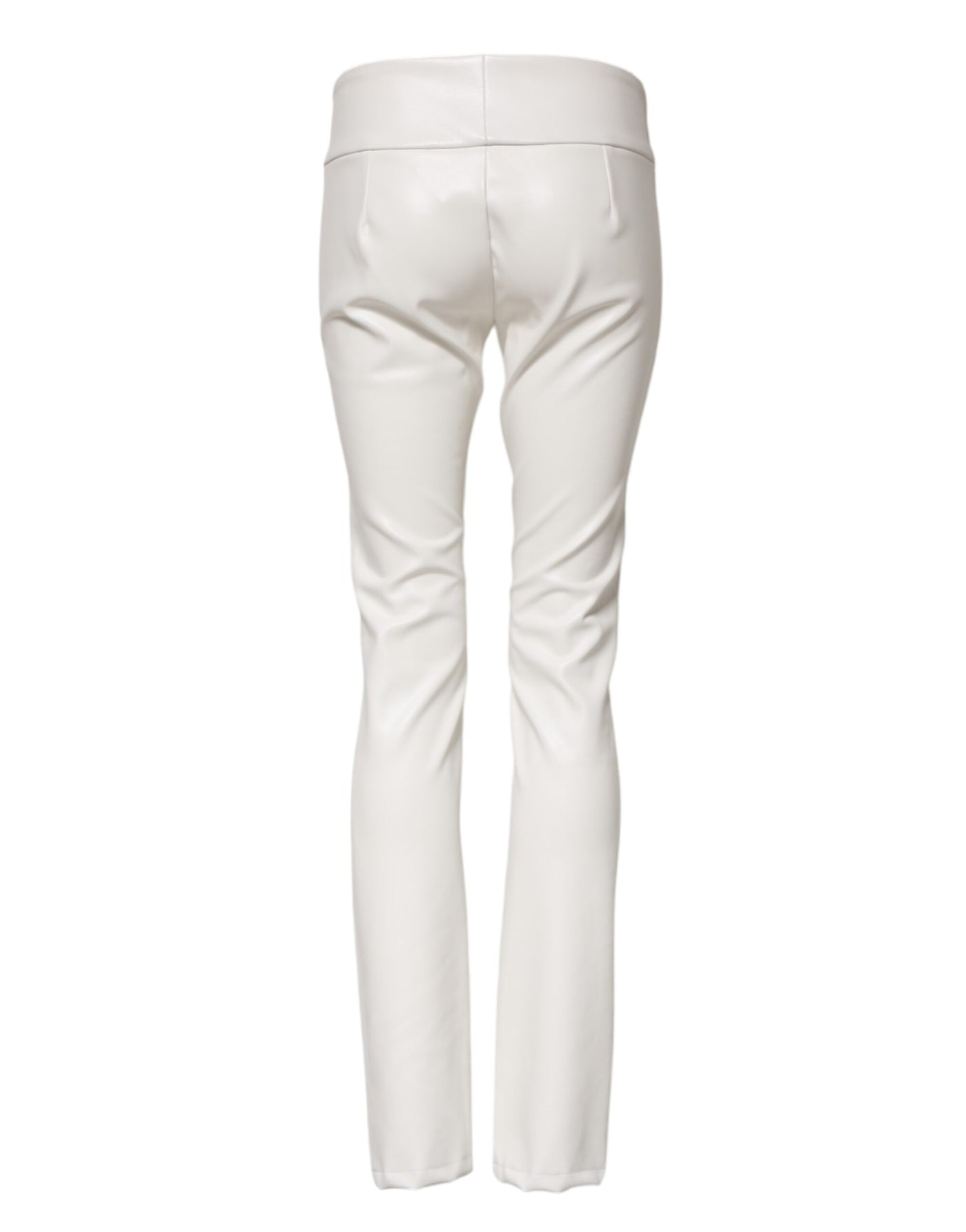 Pantalon fuselé taille haute en polyuréthane blanc Dolce &amp; Gabbana