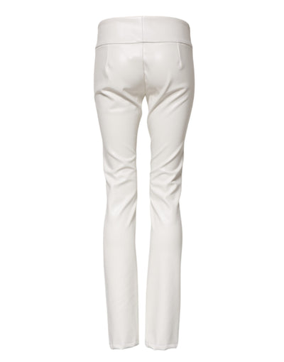 Pantalon fuselé taille haute en polyuréthane blanc Dolce &amp; Gabbana