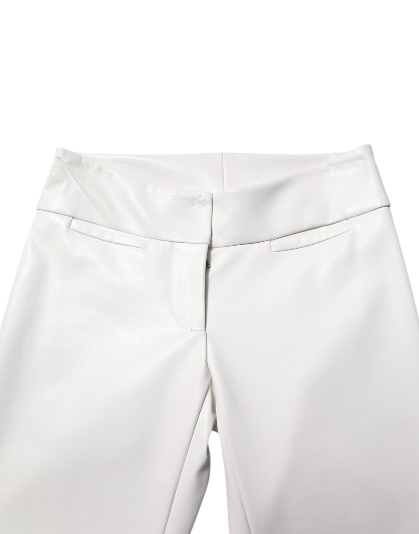 Pantalon fuselé taille haute en polyuréthane blanc Dolce &amp; Gabbana