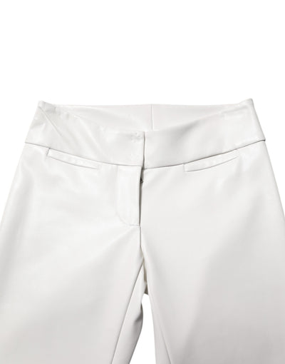 Pantalon fuselé taille haute en polyuréthane blanc Dolce &amp; Gabbana