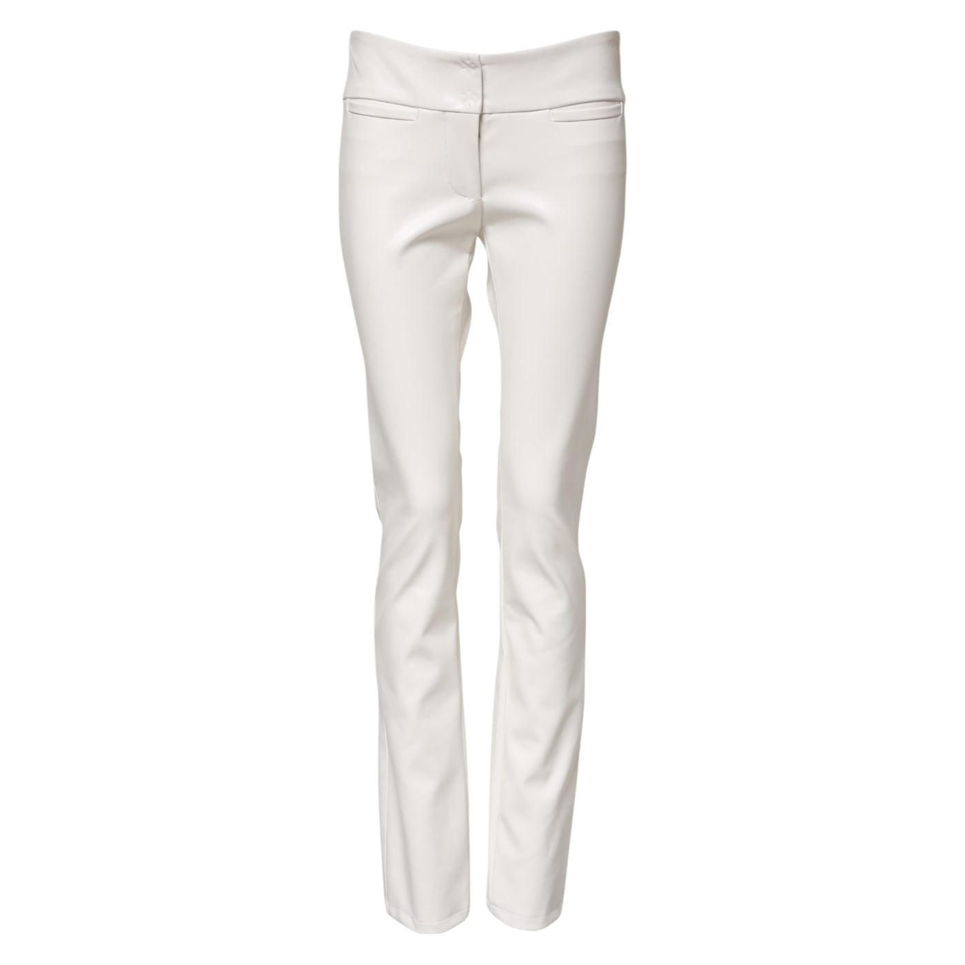 Pantalon fuselé taille haute en polyuréthane blanc Dolce &amp; Gabbana