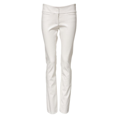 Pantalon fuselé taille haute en polyuréthane blanc Dolce &amp; Gabbana