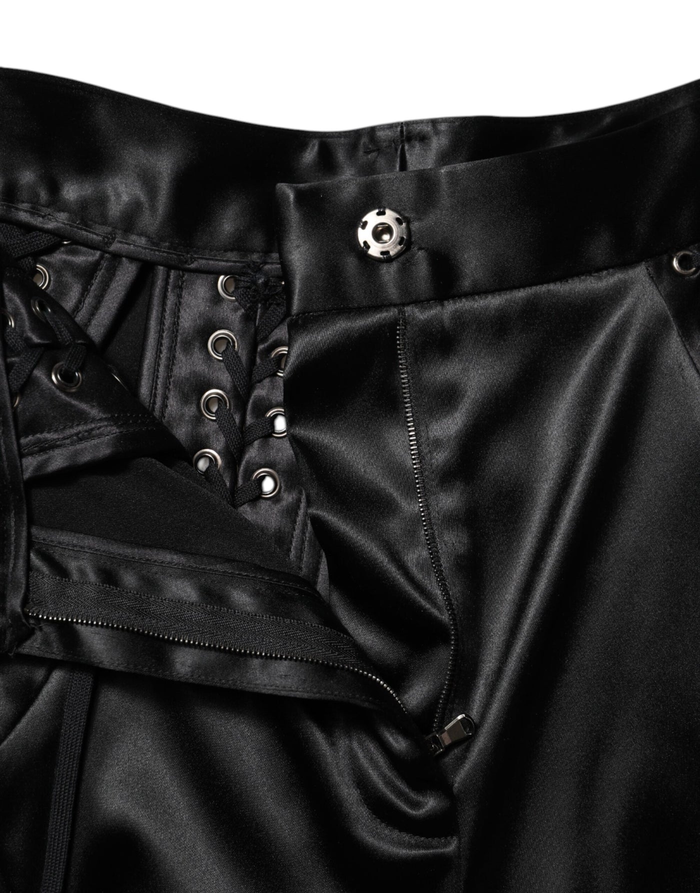 Dolce & Gabbana Black Lace Details High Waist Skinny Pants