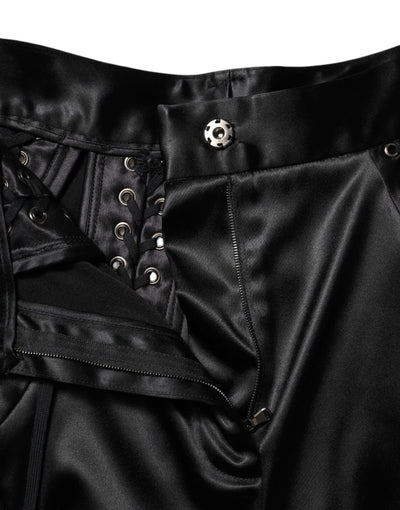 Dolce & Gabbana Black Lace Details High Waist Skinny Pants