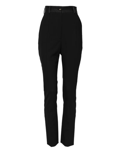 Pantalon skinny taille haute en laine noire Dolce &amp; Gabbana
