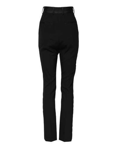 Pantalon skinny taille haute en laine noire Dolce &amp; Gabbana