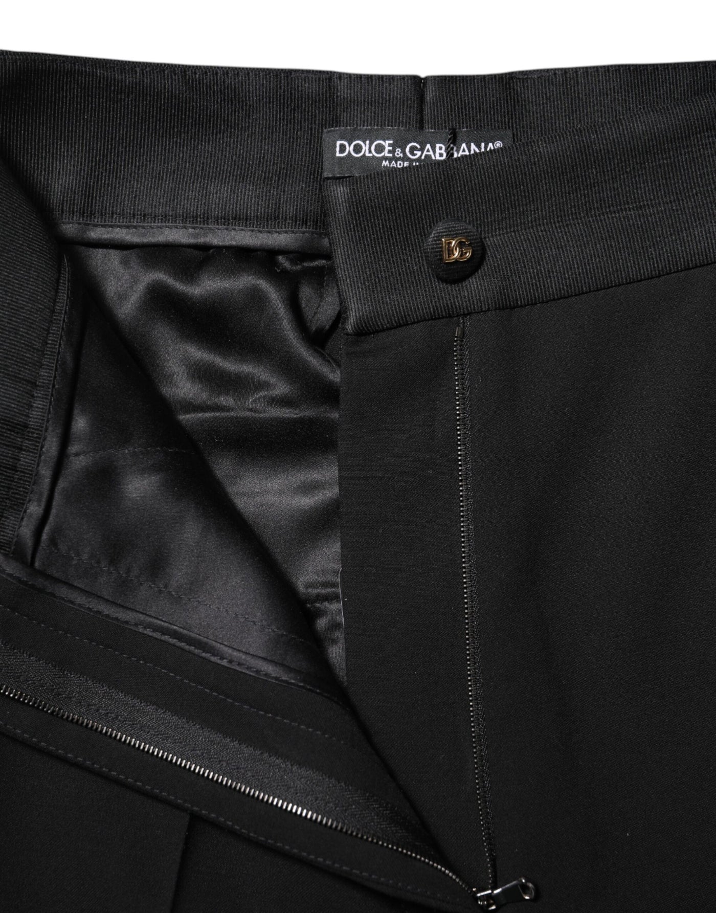 Pantalon skinny taille haute en laine noire Dolce &amp; Gabbana