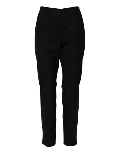 Pantalon fuselé taille haute en laine noire Dolce &amp; Gabbana
