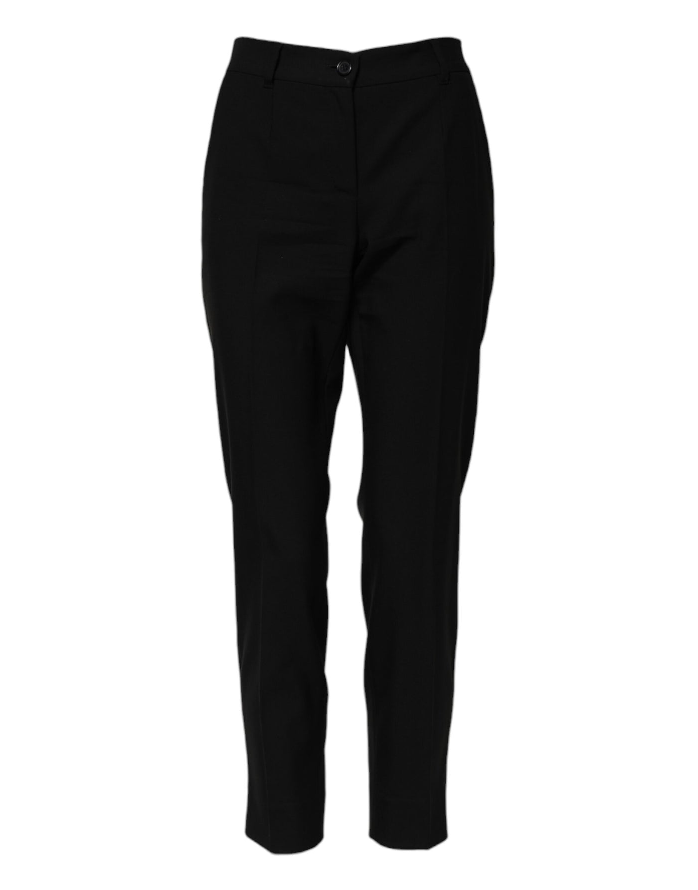 Pantalon fuselé taille haute en laine noire Dolce &amp; Gabbana