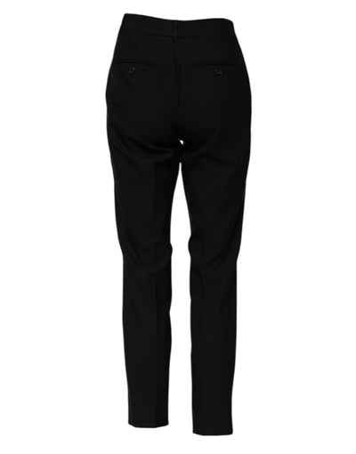 Pantalon fuselé taille haute en laine noire Dolce &amp; Gabbana