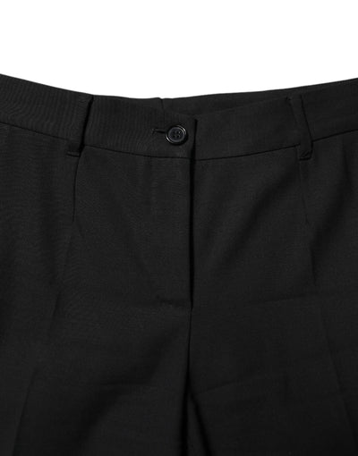 Pantalon fuselé taille haute en laine noire Dolce &amp; Gabbana
