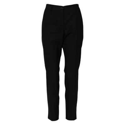 Pantalon fuselé taille haute en laine noire Dolce &amp; Gabbana