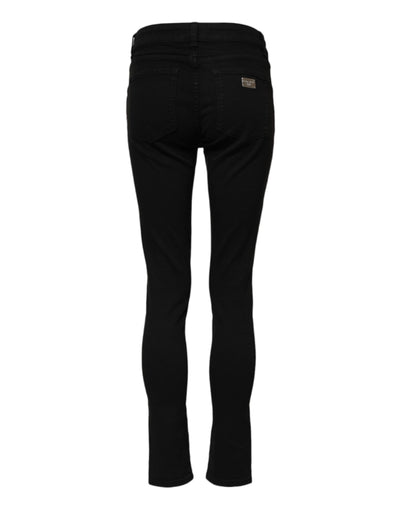 Jean skinny taille moyenne en coton noir Dolce &amp; Gabbana 