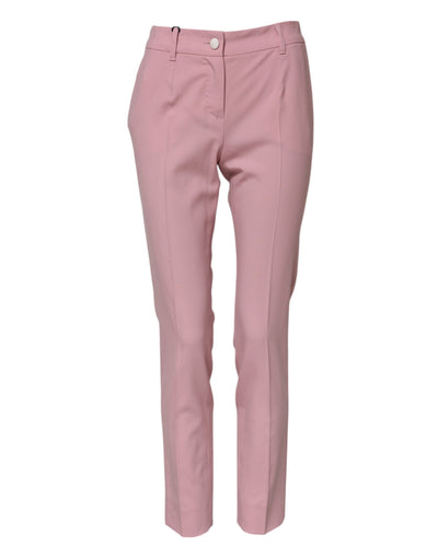 Pantalon fuselé taille haute en laine rose Dolce &amp; Gabbana
