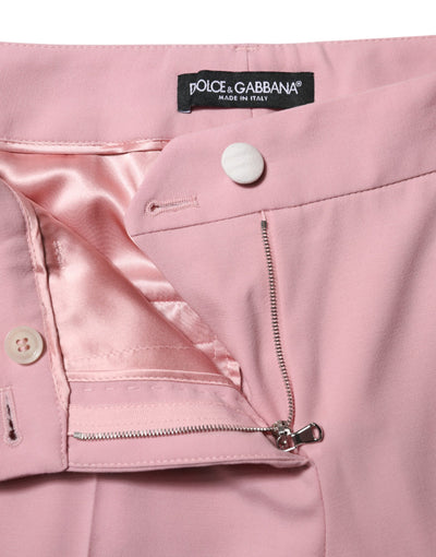 Pantalon fuselé taille haute en laine rose Dolce &amp; Gabbana