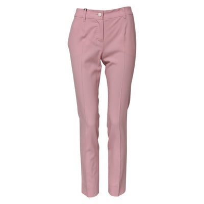 Pantalon fuselé taille haute en laine rose Dolce &amp; Gabbana