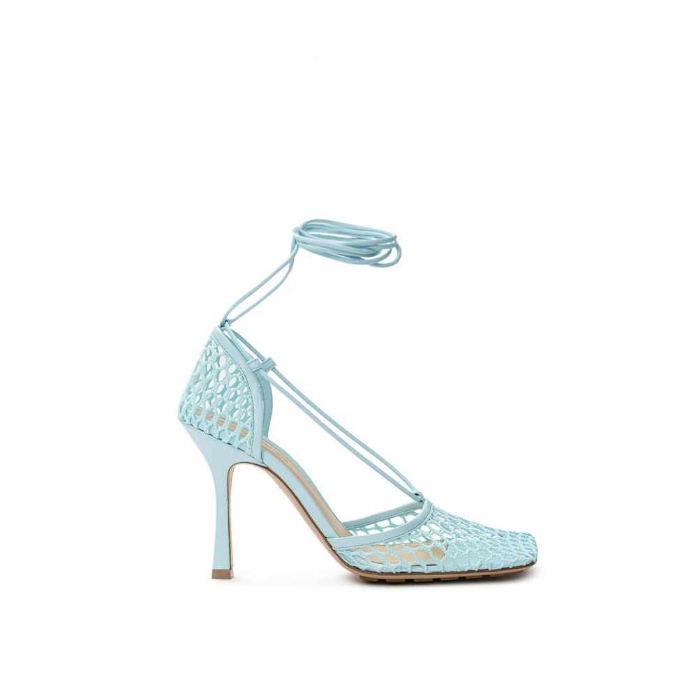 Bottega Veneta blauwe sandaal van stof en leer