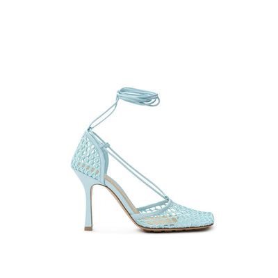Bottega Veneta blauwe sandaal van stof en leer