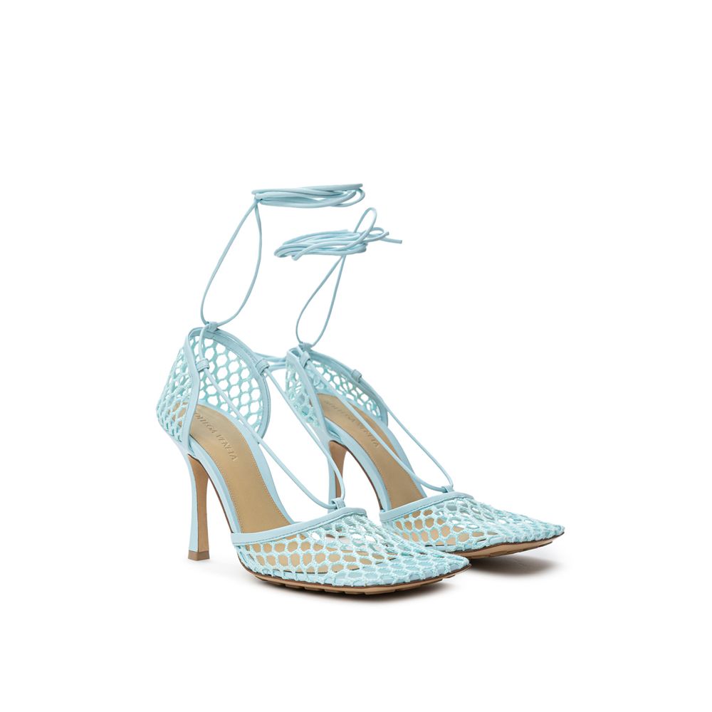 Bottega Veneta blauwe sandaal van stof en leer