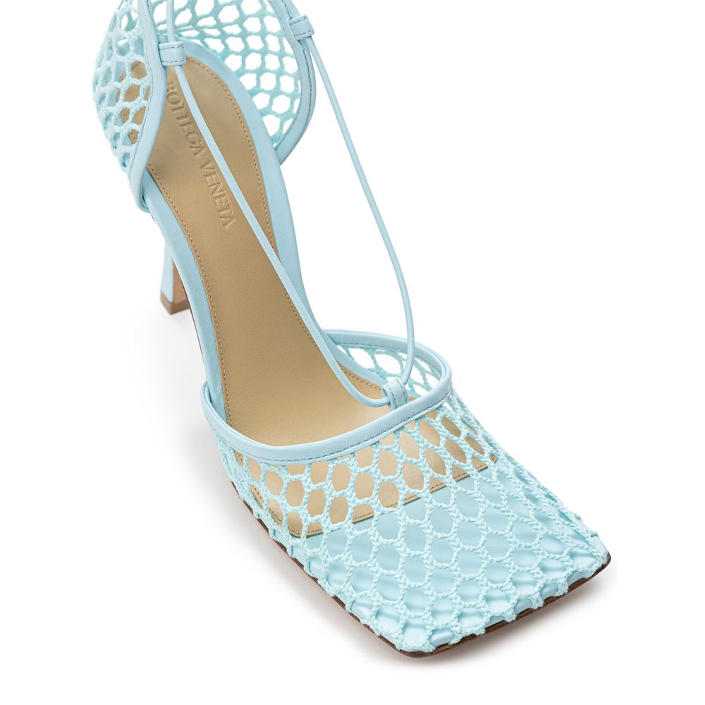 Bottega Veneta blauwe sandaal van stof en leer