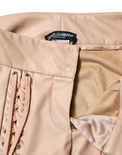 Pantalon skinny taille moyenne beige Dolce &amp; Gabbana avec détails en dentelle