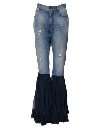 Jean évasé taille haute en coton bleu Dolce &amp; Gabbana 