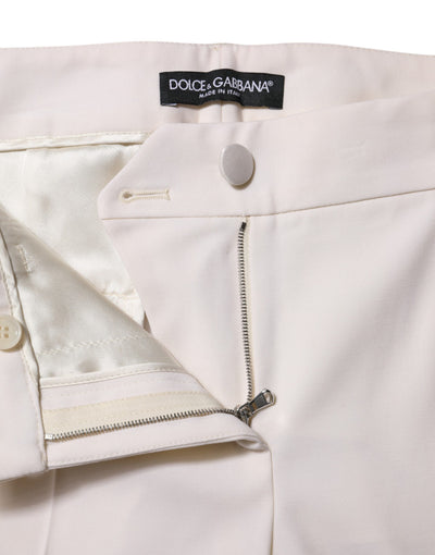 Dolce &amp; Gabbana Witte Wollen Mid Waist Taps Toelopende Broek 