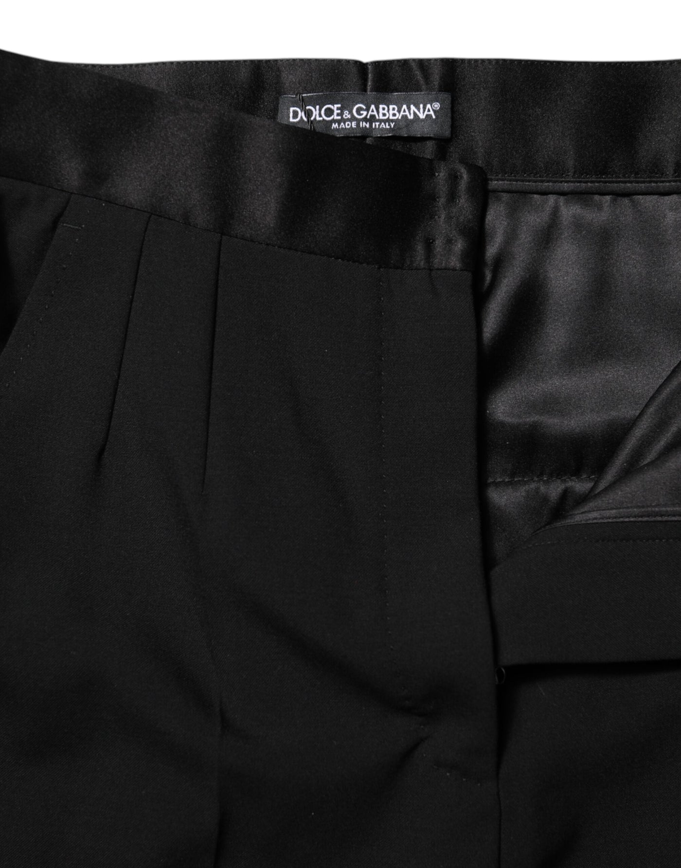 Pantalon fuselé taille haute en laine noire Dolce &amp; Gabbana 