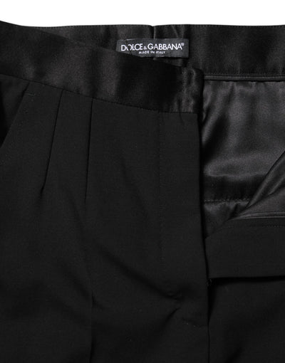 Pantalon fuselé taille haute en laine noire Dolce &amp; Gabbana 
