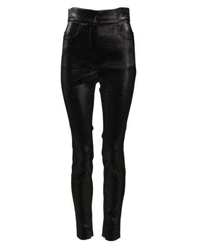 Pantalon skinny en coton stretch noir Dolce &amp; Gabbana en fil de lurex 