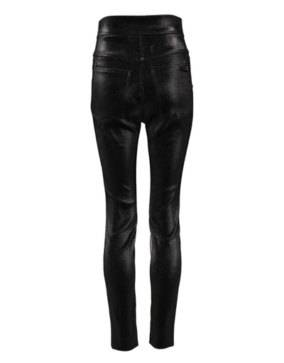 Pantalon skinny en coton stretch noir Dolce &amp; Gabbana en fil de lurex 