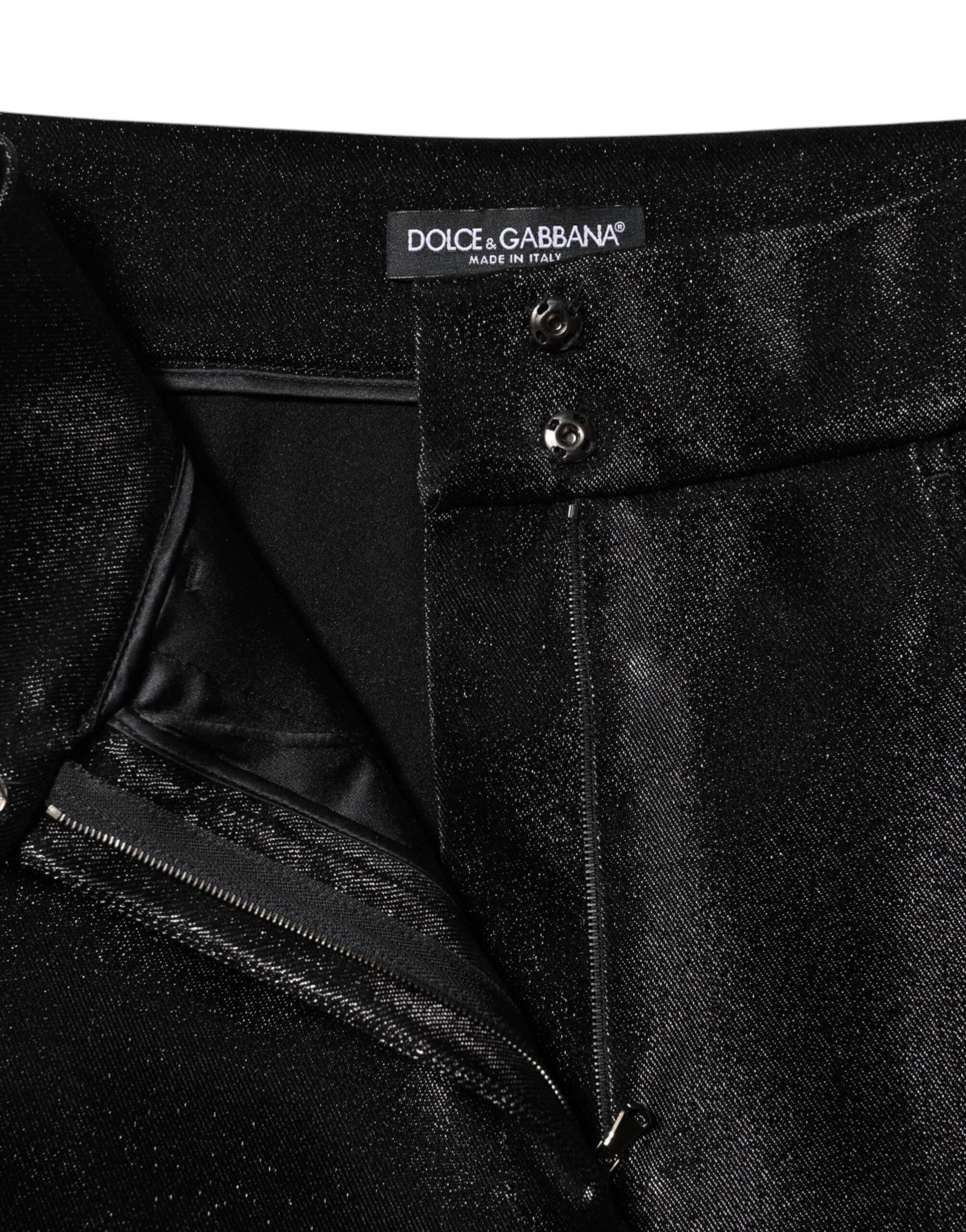 Pantalon skinny en coton stretch noir Dolce &amp; Gabbana en fil de lurex 