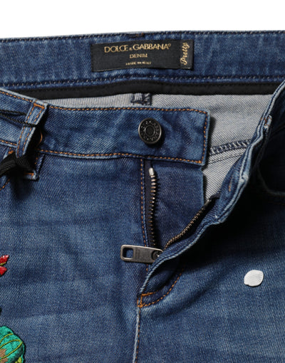 Jean skinny taille basse en coton bleu Dolce &amp; Gabbana 