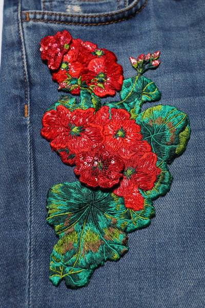 Jean skinny taille basse en coton bleu Dolce &amp; Gabbana 
