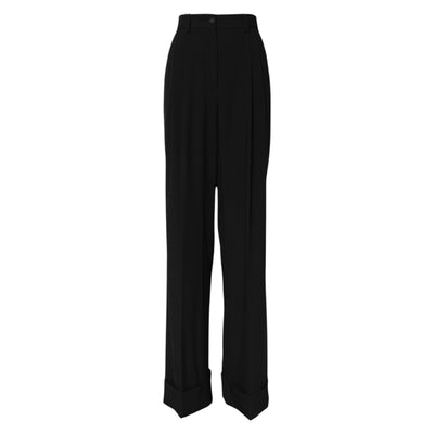 Pantalon habillé taille haute en laine noire Dolce &amp; Gabbana 