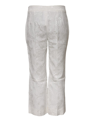 Pantalon en jacquard de coton blanc à fleurs Dolce &amp; Gabbana 