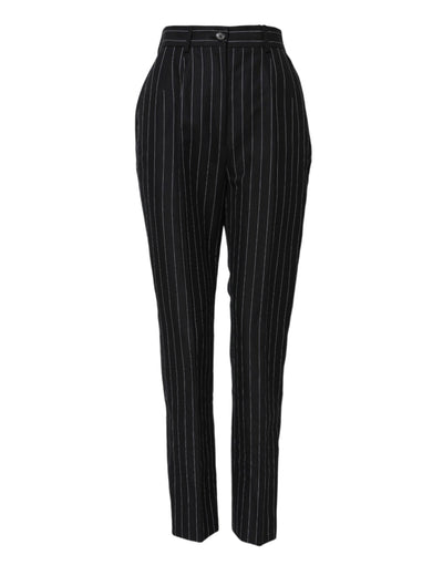 Pantalon fuselé taille haute à rayures noires Dolce &amp; Gabbana 