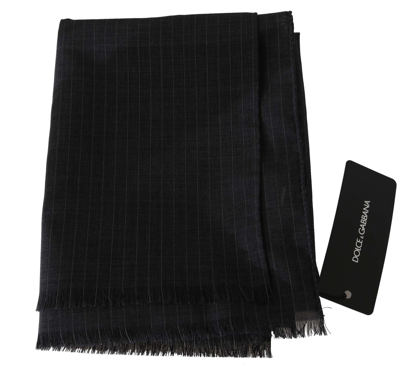 Écharpe portefeuille à rayures grise 100 % laine Dolce &amp; Gabbana