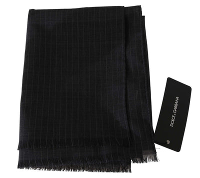 Écharpe portefeuille à rayures grise 100 % laine Dolce &amp; Gabbana