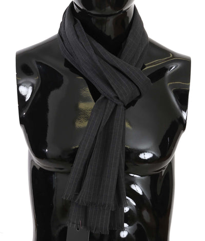 Écharpe portefeuille à rayures grise 100 % laine Dolce &amp; Gabbana