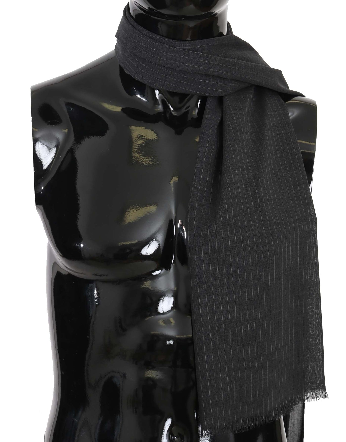 Écharpe portefeuille à rayures grise 100 % laine Dolce &amp; Gabbana