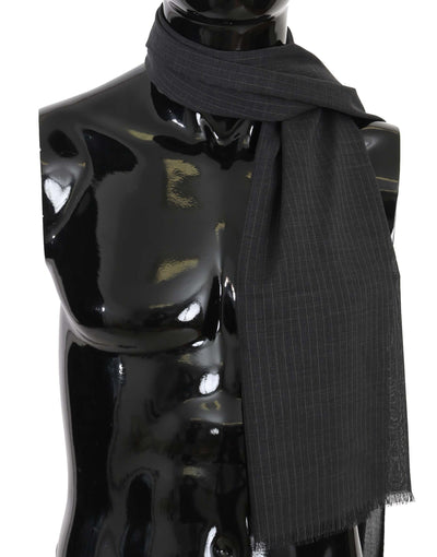 Écharpe portefeuille à rayures grise 100 % laine Dolce &amp; Gabbana