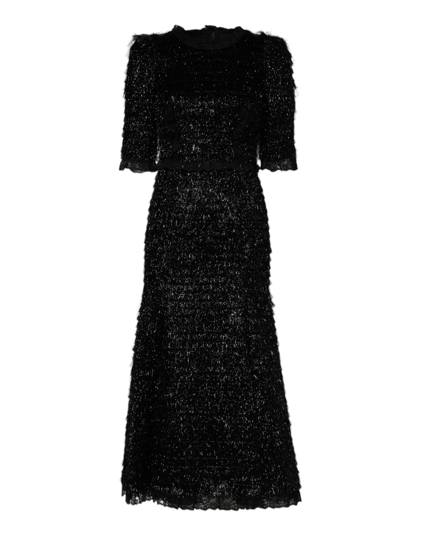Dolce &amp; Gabbana Metallic Zwarte Polyester A-lijn Midi-jurk