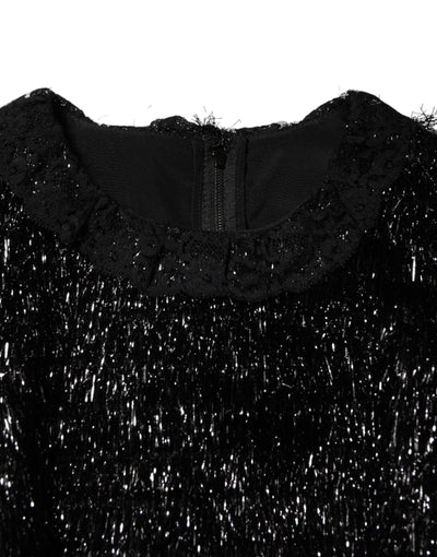 Dolce &amp; Gabbana Metallic Zwarte Polyester A-lijn Midi-jurk