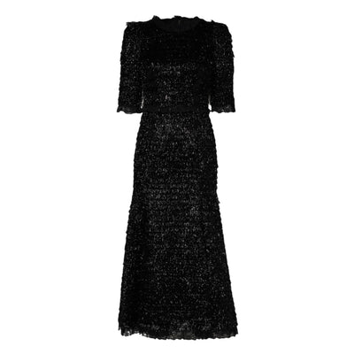 Dolce &amp; Gabbana Metallic Zwarte Polyester A-lijn Midi-jurk