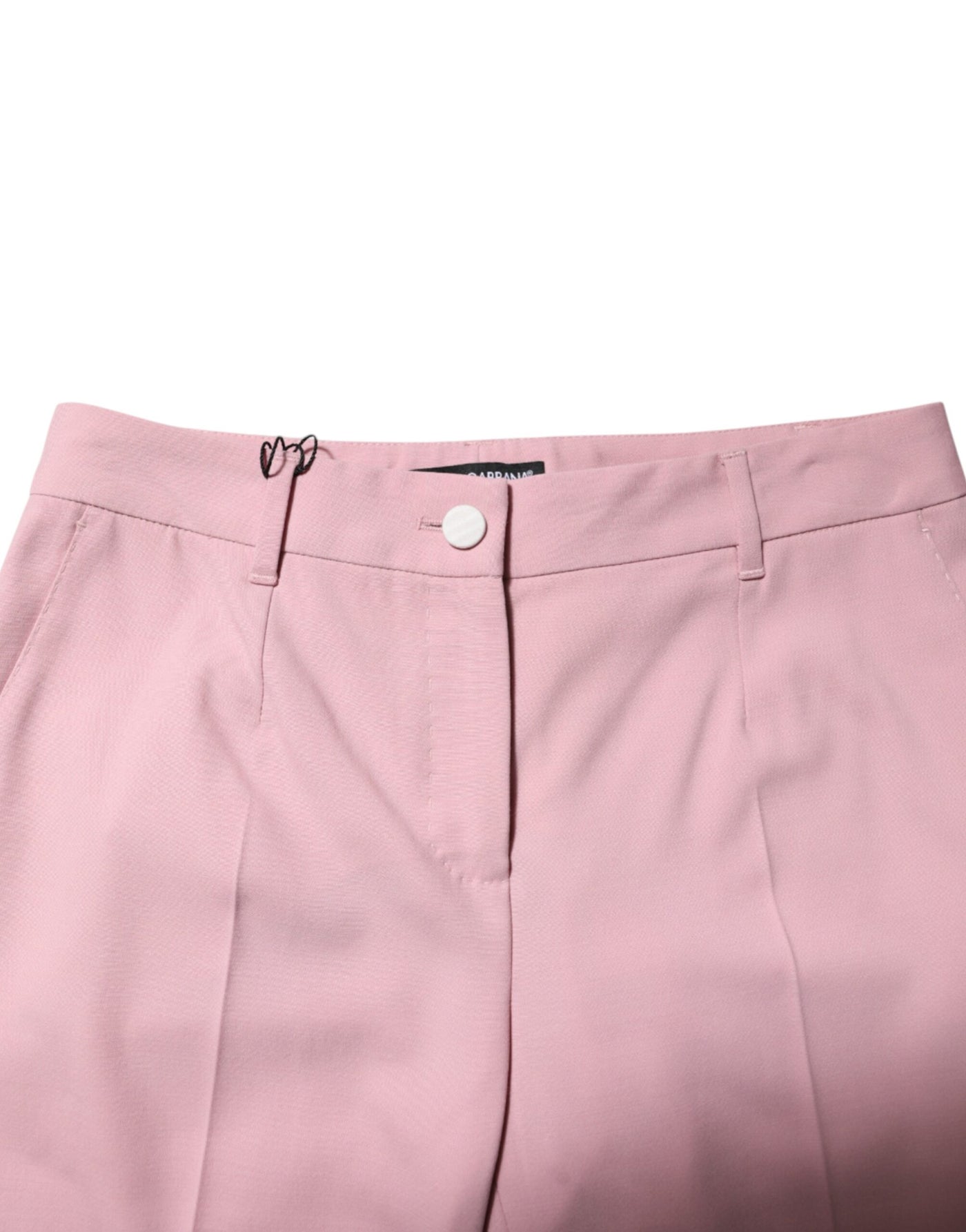 Pantalon fuselé taille moyenne en laine rose Dolce &amp; Gabbana