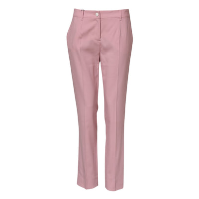 Pantalon fuselé taille moyenne en laine rose Dolce &amp; Gabbana
