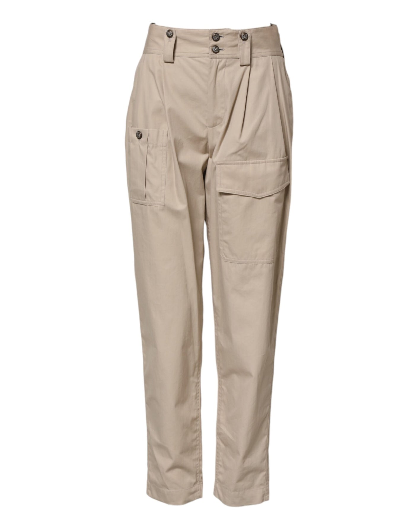 Pantalon taille haute en coton beige Dolce &amp; Gabbana
